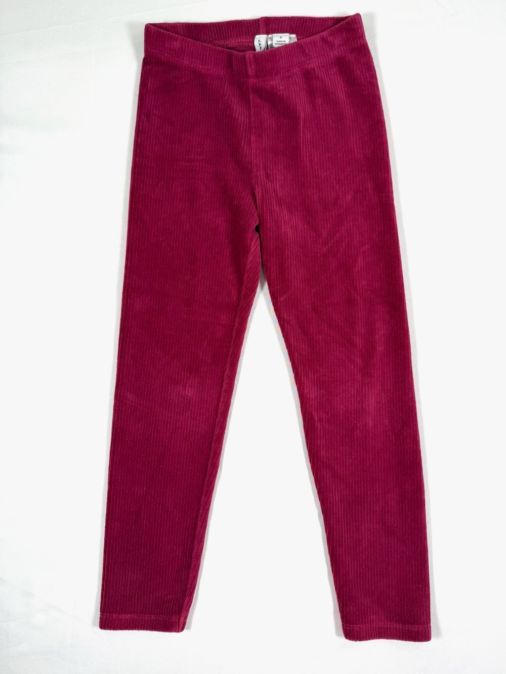 JANIE AND JACK Girls Burgundy Corduroy Knit Leggings Size 5 Soft Stretch Pull-On